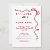 Elegant Pink Bow Afscheidsfeest voor vrouwen Kaart (Voorkant)