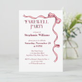 Elegant Pink Bow Afscheidsfeest voor vrouwen Kaart (Staand voorkant)