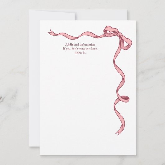 Elegant Pink Bow Afscheidsfeest voor vrouwen Kaart (Achterkant)