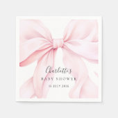  Elegant Pink Bow Baby Bridal Shower Servet (Voorkant)