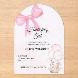 Elegant Pink Bow Baby Girl Shower Acryl Uitnodigingen