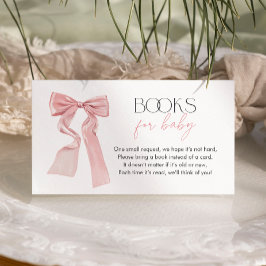 Elegant Pink Bow Baby shower Boeken voor Baby Informatiekaartje