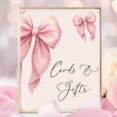 Elegant Pink Bow Baby Shower Cards and Gifts Poster
