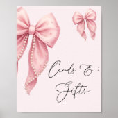 Elegant Pink Bow Baby Shower Cards and Gifts Poster (Voorkant)