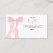Elegant Pink Bow Baby Shower Diaper Raffle Ticket Informatiekaartje (Voorkant)