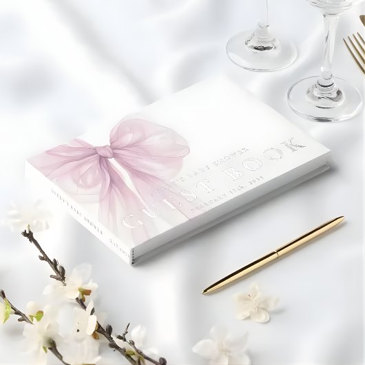 Elegant Pink Bow Baby Shower Gastenboek