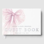 Elegant Pink Bow Baby Shower Gastenboek (Voorkant)