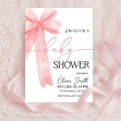 Elegant Pink Bow Baby Shower Invitation Kaart