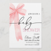 Elegant Pink Bow Baby Shower Invitation Kaart (Voorkant)