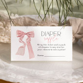 Elegant Pink Bow Baby shower Luier Raffle ticket Informatiekaartje