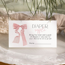 Elegant Pink Bow Baby shower Luier Raffle ticket Informatiekaartje