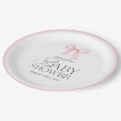 Elegant Pink Bow Baby Shower  Papieren Bordje (Gekanteld)
