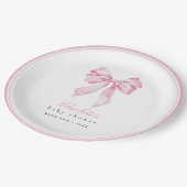 Elegant Pink Bow Baby Shower  Papieren Bordje (Gekanteld)