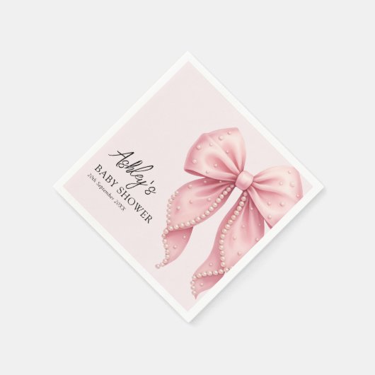 Elegant Pink Bow Baby Shower Servet (Hoek)