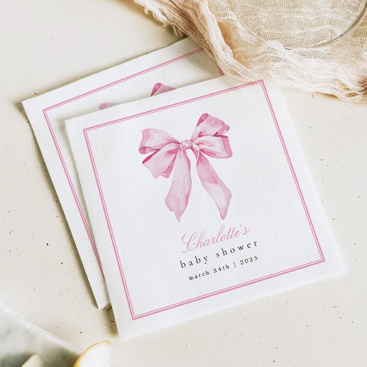 Elegant Pink Bow Baby Shower  Servet