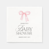 Elegant Pink Bow Baby Shower  Servet (Voorkant)
