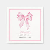 Elegant Pink Bow Baby Shower  Servet (Voorkant)