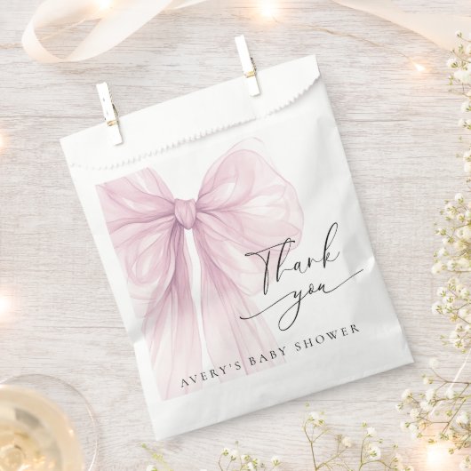 Elegant Pink Bow Baby Shower Thank You Bedankzakje (Geknipt)