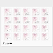 Elegant Pink Bow Baby Shower Vierkante Sticker (Vel)