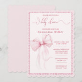 Elegant Pink Bow Baby shower voor meisjes Kaart (Voorkant / Achterkant)