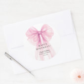 Elegant Pink Bow Birthday Stickers (Envelop)