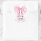 Elegant Pink Bow Birthday Stickers (Tas)