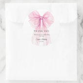 Elegant Pink Bow Birthday  Watercolor Ronde Sticker (Tas)