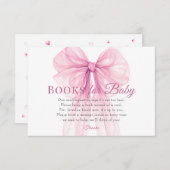 Elegant Pink Bow Books for Baby Request Card Informatiekaartje (Voorkant / Achterkant)