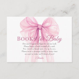 Elegant Pink Bow Books for Baby Request Card Informatiekaartje