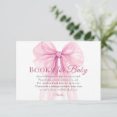 Elegant Pink Bow Books for Baby Request Card Informatiekaartje (Staand voorkant)