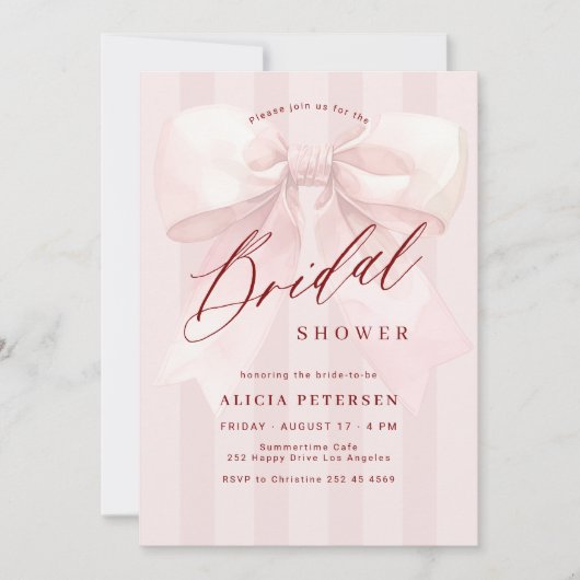 Elegant pink bow bridal shower kaart (Voorkant)