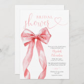 Elegant Pink Bow Bridal Shower Kaart (Voorkant / Achterkant)