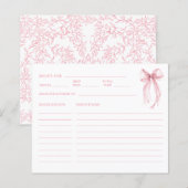 Elegant Pink Bow Bridal Shower Recipe (Voorkant / Achterkant)