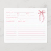 Elegant Pink Bow Bridal Shower Recipe (Voorkant)