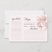Elegant Pink Bow Bridal Shower Recipe Card (Voorkant)