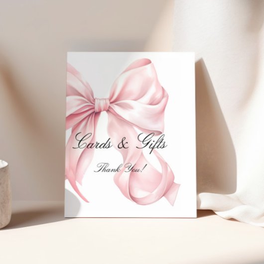 Elegant Pink Bow Cards and Gifts Sign Poster