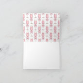 Elegant Pink Bow Champagne Shower Thank You Card Bedankkaart (Binnen)