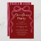 Elegant Pink bow Christmas Holiday Party  Kaart (Voorkant / Achterkant)