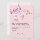 Elegant Pink Bow Coquette baby shower bedankt Kaart (Voorkant)