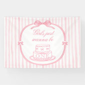 Elegant Pink Bow Coquette Girl 1st Birthday  Spandoek (Horizontaal)