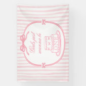 Elegant Pink Bow Coquette Girl 1st Birthday  Spandoek (Verticaal)