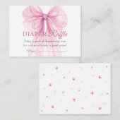 Elegant Pink Bow Diaper Raffle Tickets Informatiekaartje (Voorkant / Achterkant)