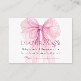 Elegant Pink Bow Diaper Raffle Tickets Informatiekaartje