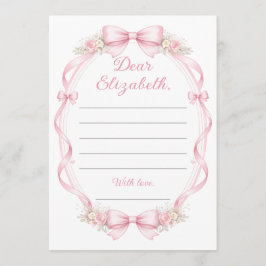 Elegant Pink Bow Floral Note to Birthday Girl Card Advieskaart