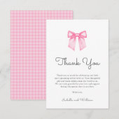 Elegant Pink Bow Girl Baby Shower Bedankkaart (Voorkant / Achterkant)