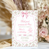 Elegant Pink Bow Girl First Birthday Kaart