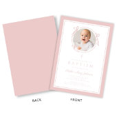 Elegant Pink Bow Girl Photo Baptism Kaart