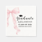 Elegant Pink Bow Graduation Cap Graduate Servet (Voorkant)