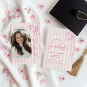 Elegant Pink Bow Graduation Kaart