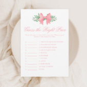 Elegant Pink Bow Guess de prijs Baby shower spel Kaart